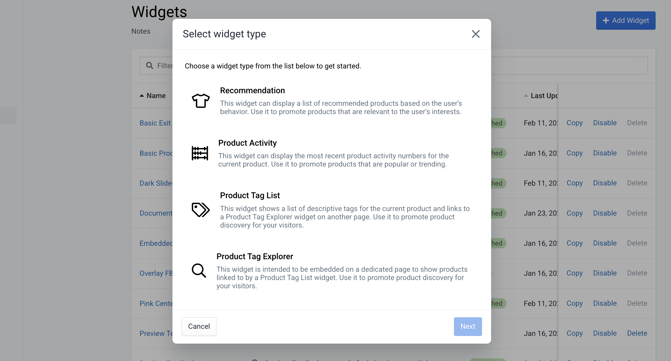 Figure 1: Create Widget