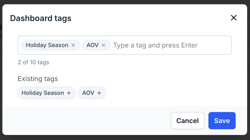 Dashboard Tag Editor