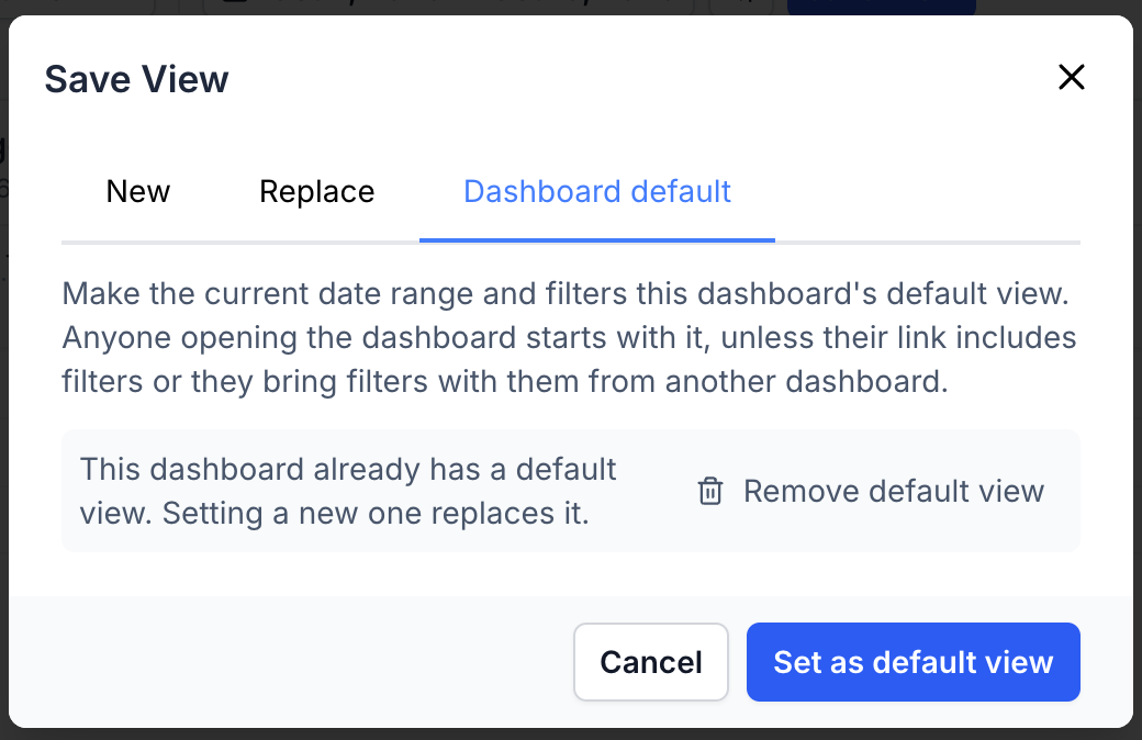 Dashboard Default View Setting