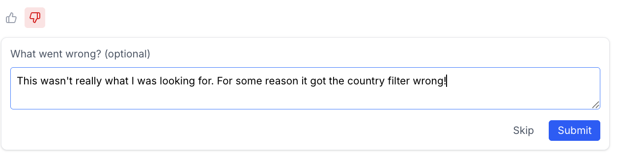 Thumbs up / Thumbs down feedback